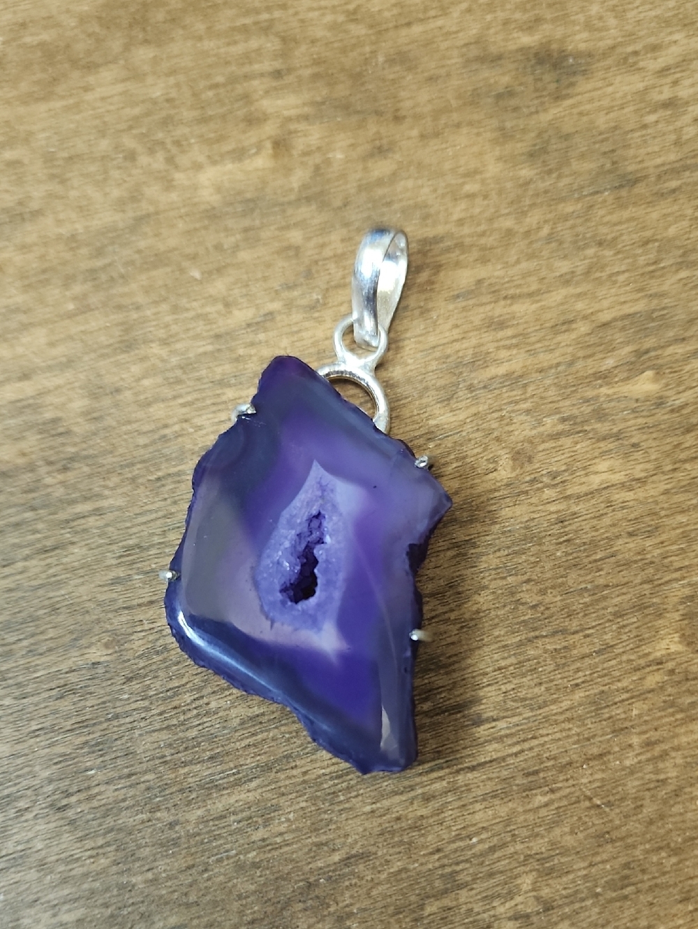 Purple Agate Druzy Pendant Necklace - Women Jewelry